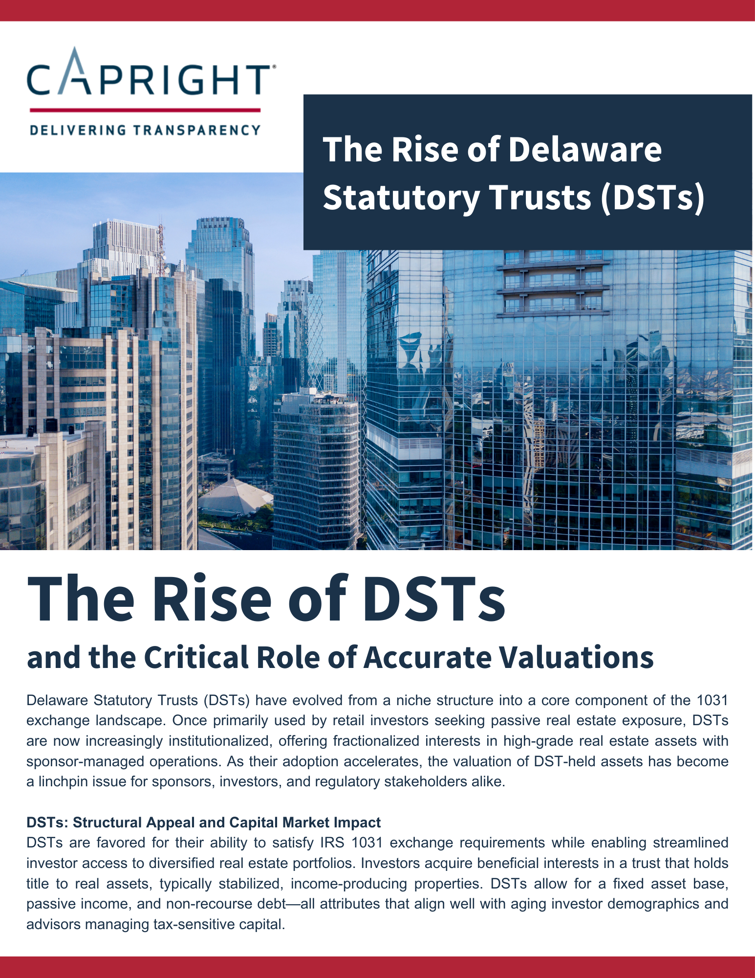 For hero slider The Rise of Delaware Statutory Trusts (DSTs) and the Critical Role of Accurate Valuations