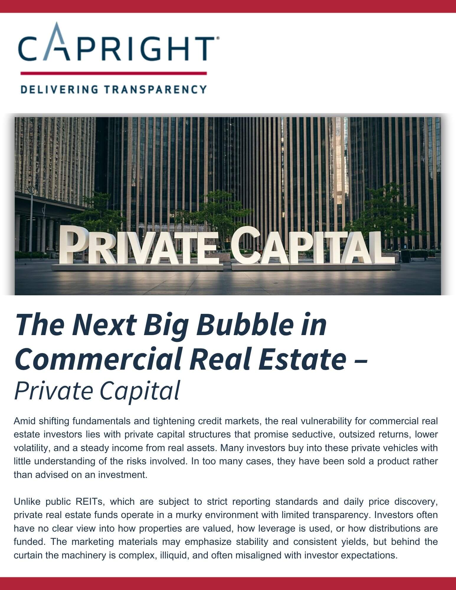 The Next Big Bubble in Commercial Real Estate - Private Capital