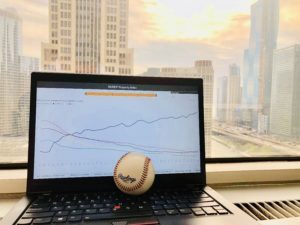baseball on top of laptop